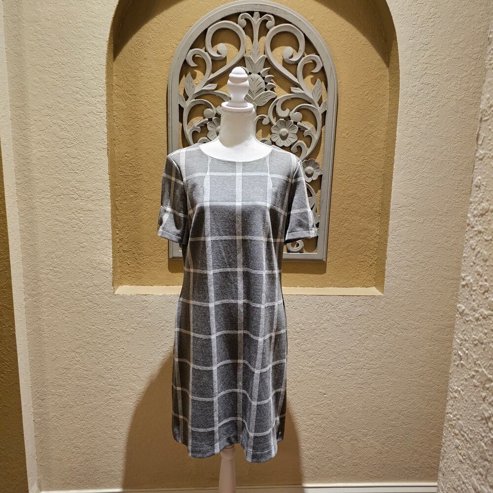 Tommy Hilfiger Plaid Dress Size 12 Classic Preppy Classic Work Midi Quiet Luxury - Picture 3 of 10